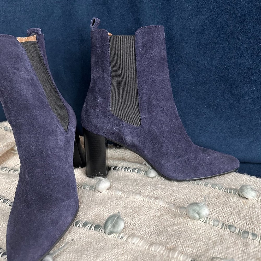 Navy Blue Suede Bootie